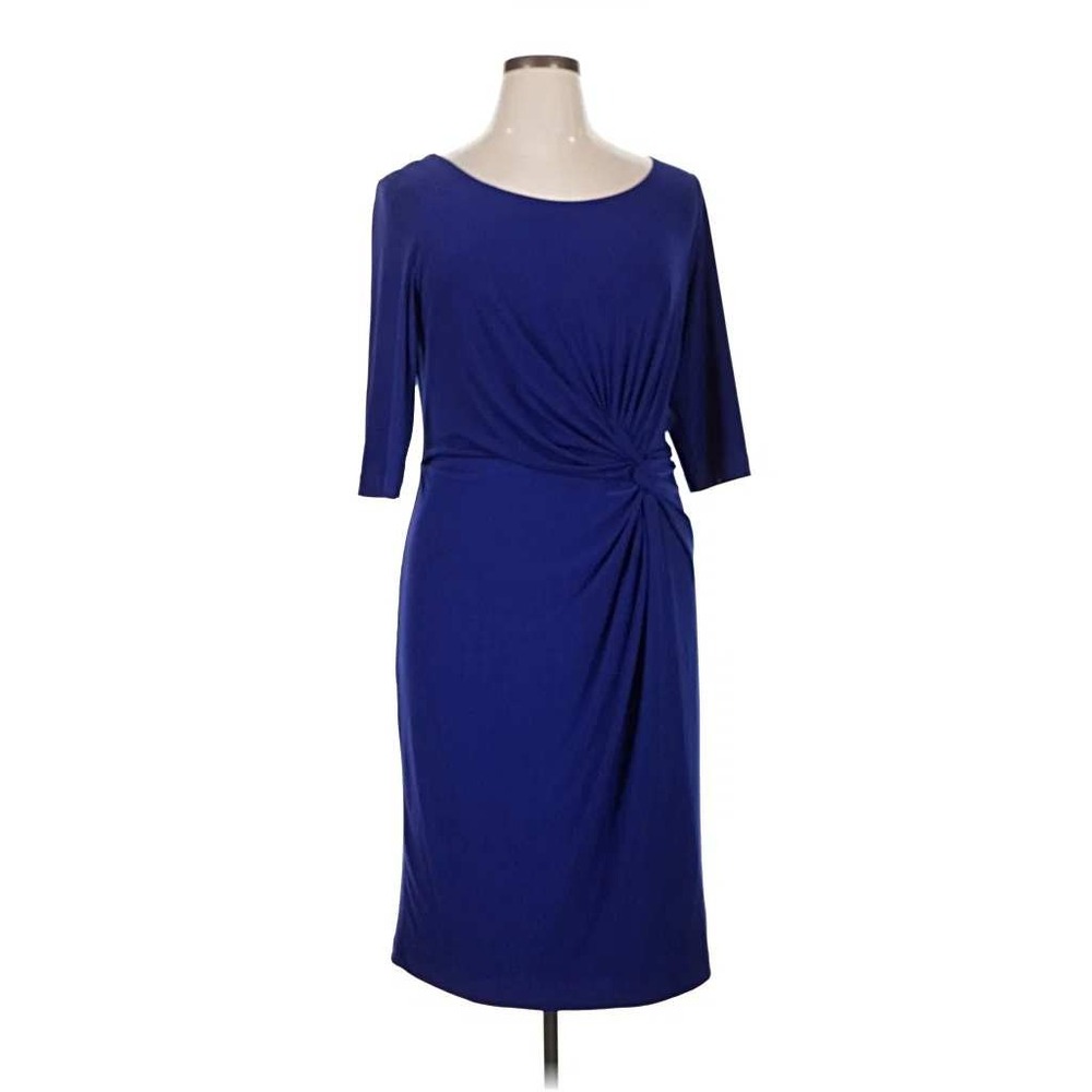 Lauren Ralph Lauren Royal Blue Twist Waist Sheath Dress 14W 3/4 Sleeve Jersey